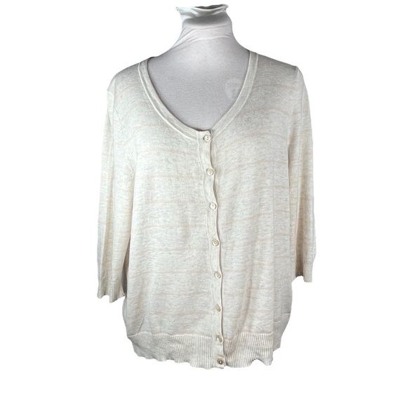 GAP Cotton Cashmere  Cardigan Oversized Lightweight Minimalist Chic Cream Size L - Picture 1 of 17